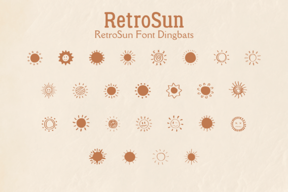 Retro Sun Dingbat Font for Web Design